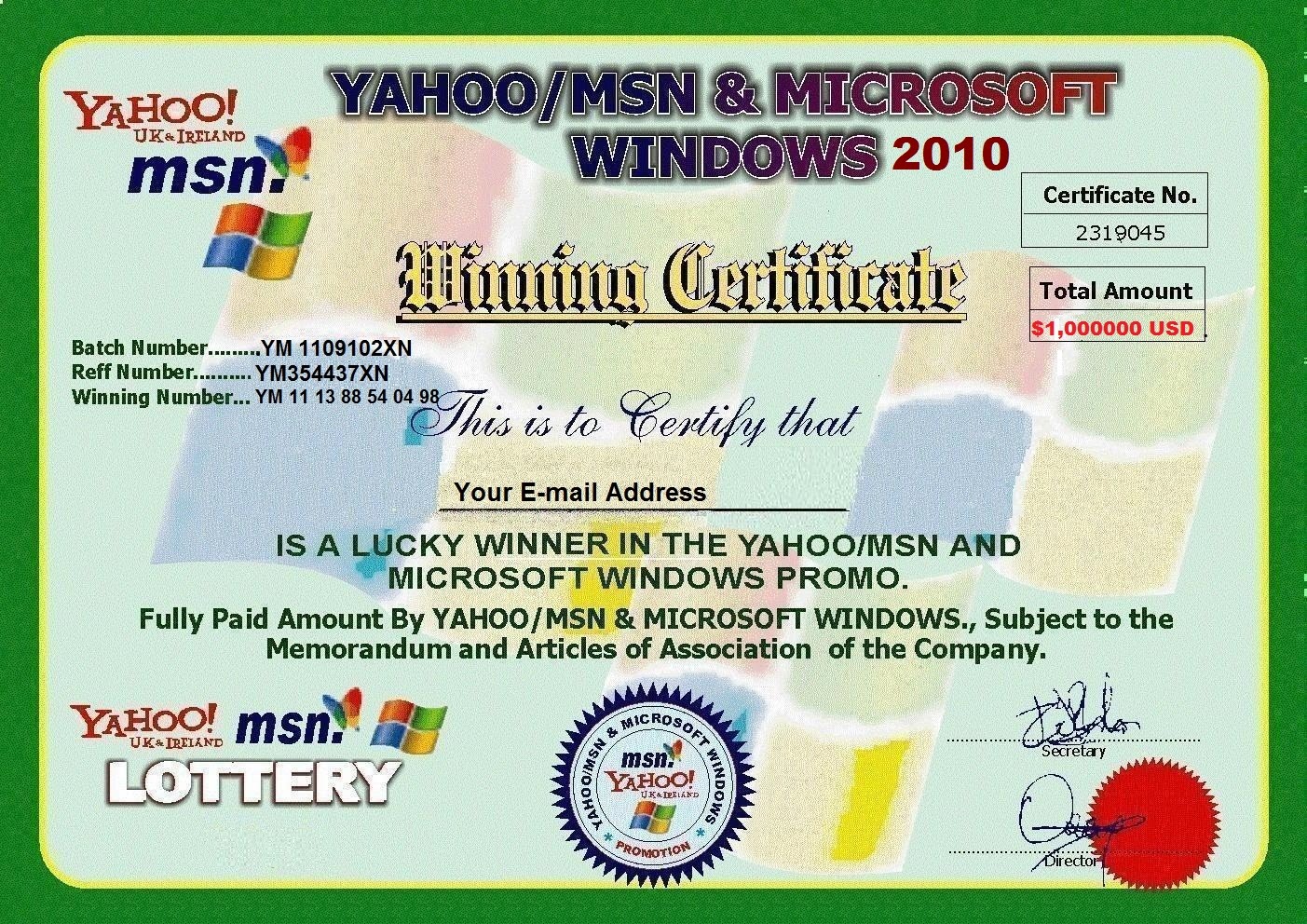 Certificate Of Winning